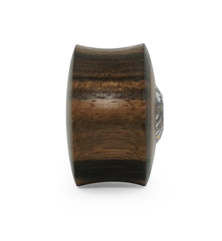 Sono - Saba Wood Plugs With Clear CZ Gem Inlay - Image 5