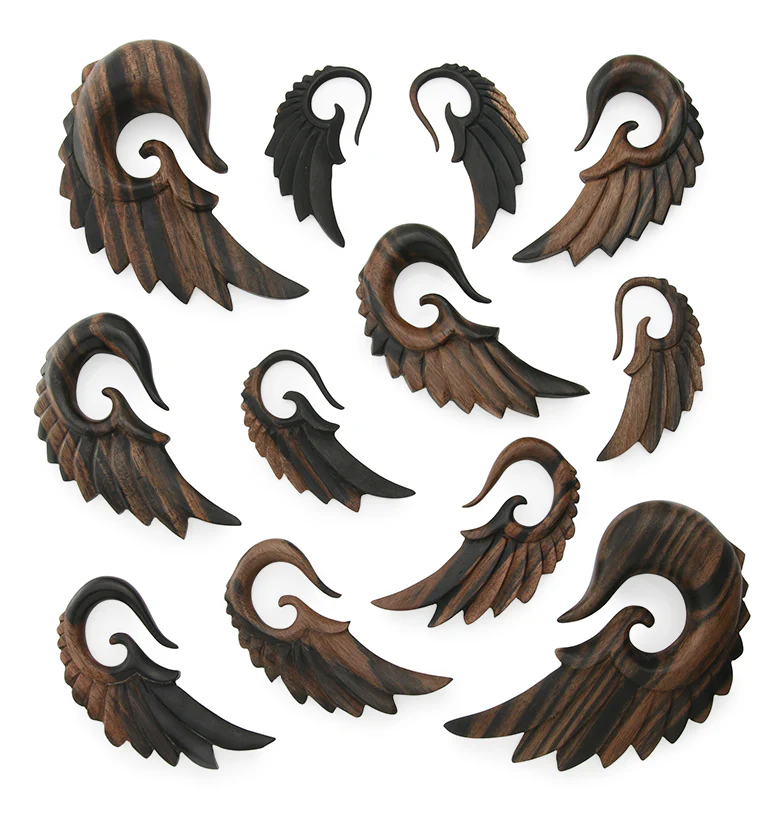 Areng Wood Angel Wing Hanger Plugs - Image 3