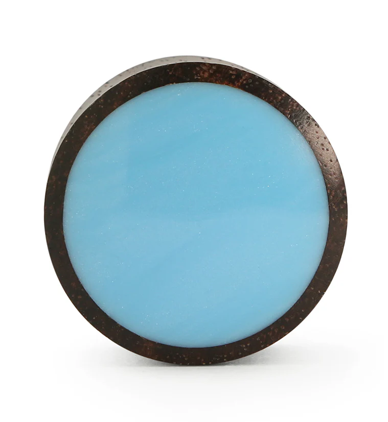 Areng Wood Plugs With Blue Resin Inlay - Image 3