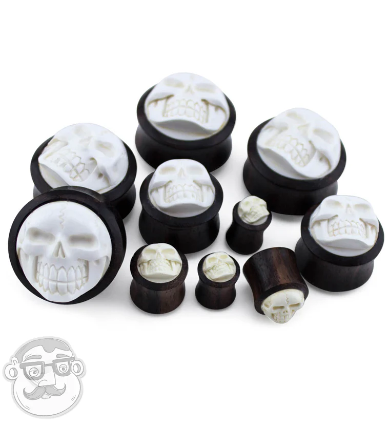 Sono Wood Plugs With Carved Skull Inlay - Image 2