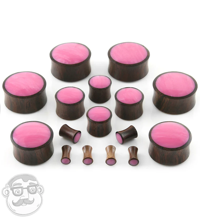 Sono Wood Plugs With Pink Resin Inlay - Image 2