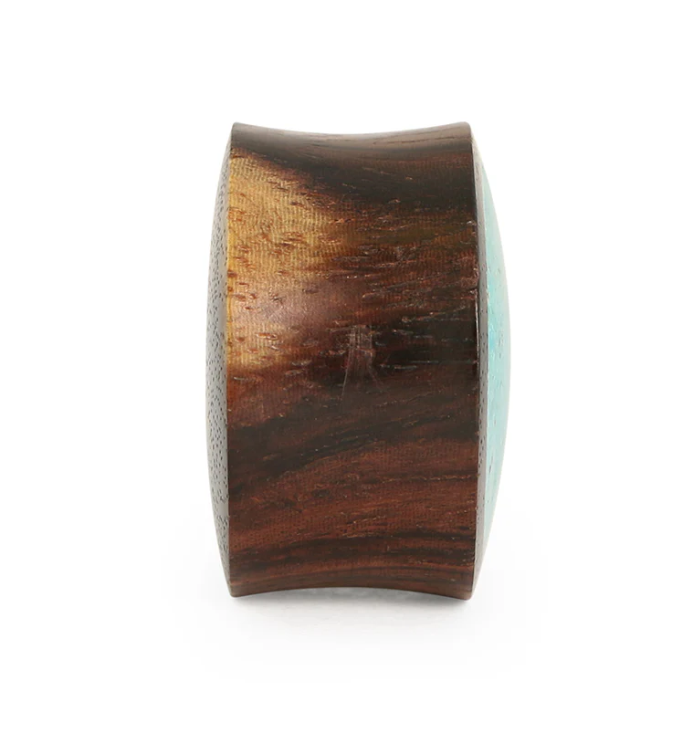 Areng Wood Plugs With Turquoise Stone Inlay - Image 4