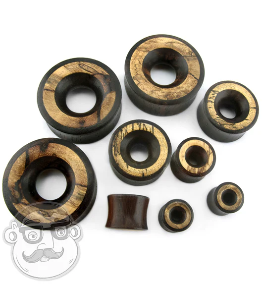 Areng Wood Tunnel Plugs With Tamarind Wood Inlay - Image 4
