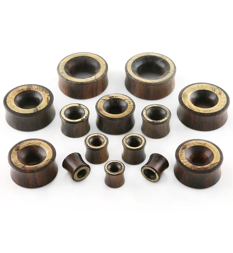 Areng Wood Tunnel Plugs With Tamarind Wood Inlay - Image 5