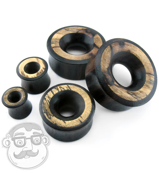 Areng Wood Tunnel Plugs With Tamarind Wood Inlay - Image 6