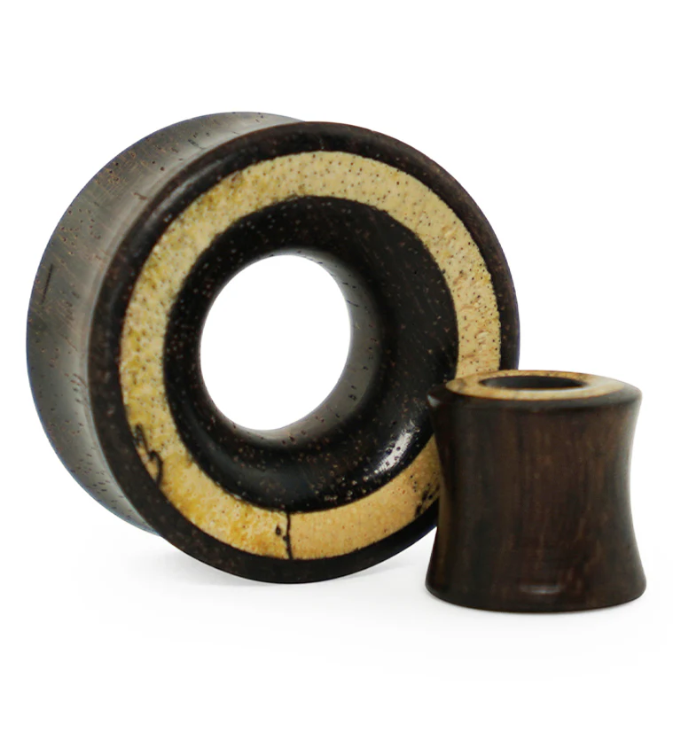 Areng Wood Tunnel Plugs With Tamarind Wood Inlay - Image 8