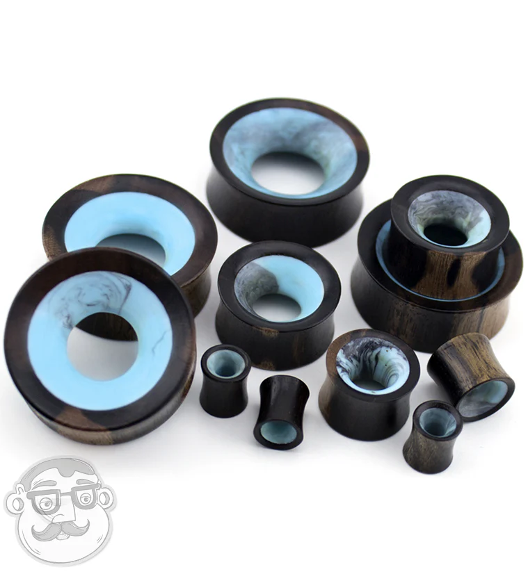 Sky Blue/White Resin Concave Wooden Tunnels - Image 4
