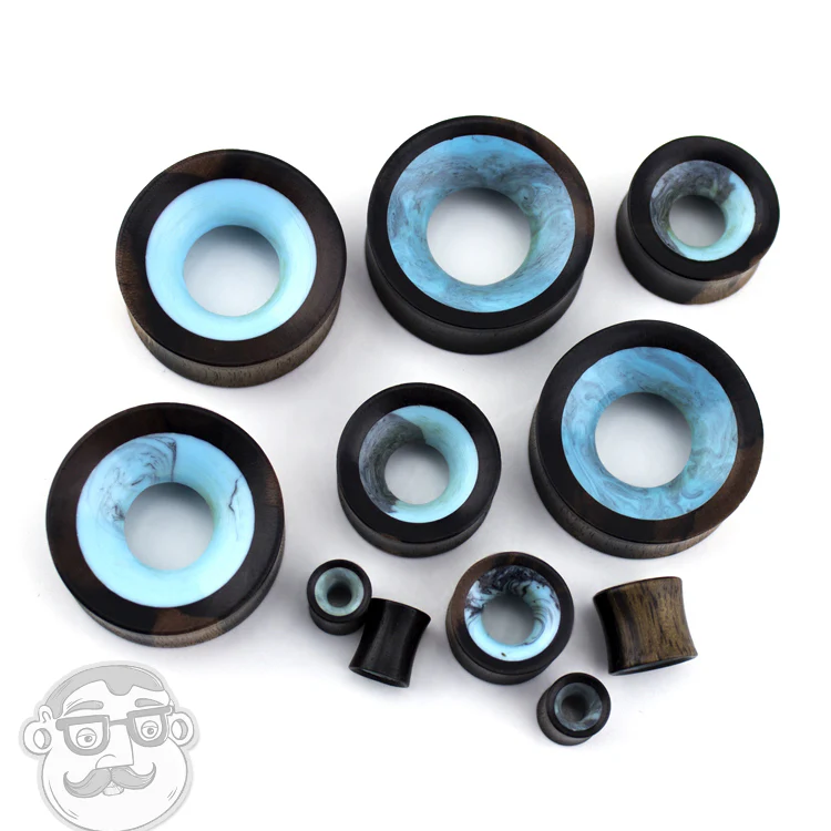 Sky Blue/White Resin Concave Wooden Tunnels - Image 5