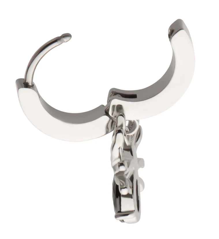 Spider Black CZ Stainless Steel Hoop Huggie Earrings - Image 3