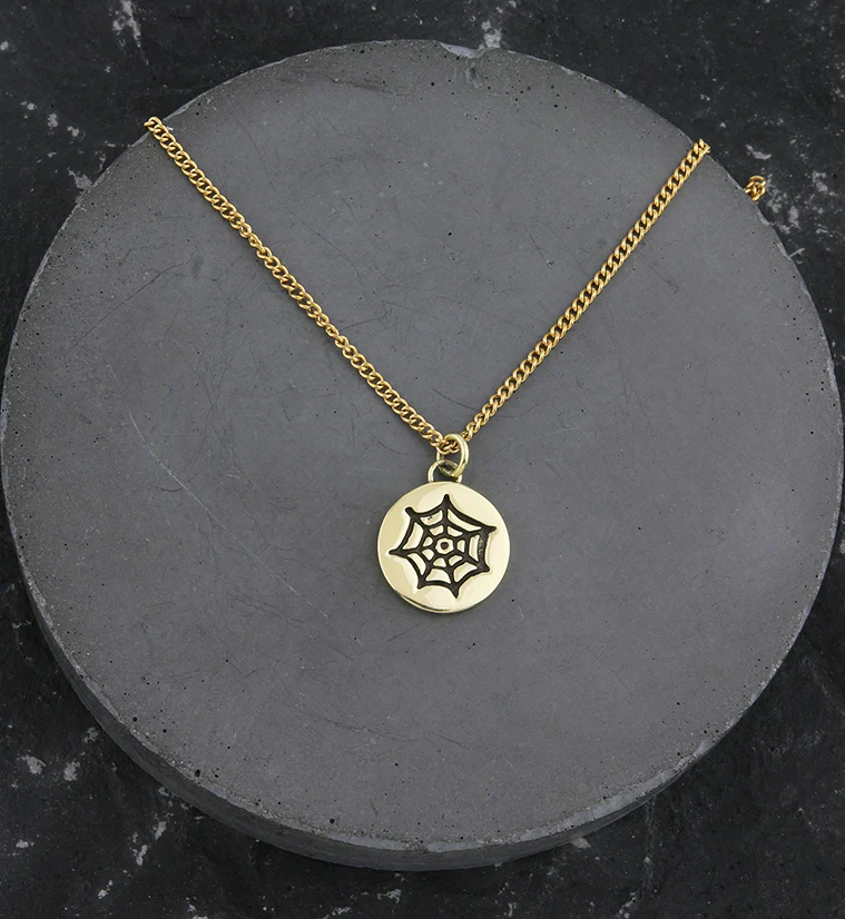 Spiderweb Brass Charm Necklace - Image 2