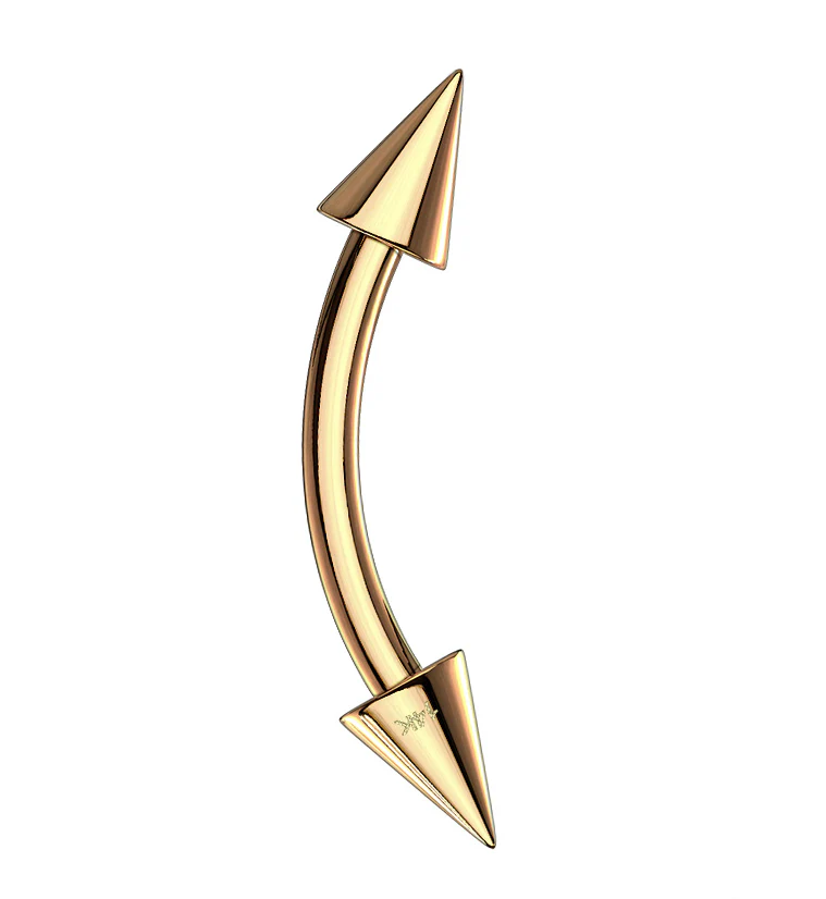 Spiked 14Kt Gold Curved Barbell
