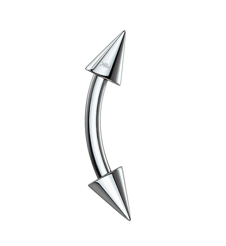 Spiked 14kt White Gold Curved Barbell - Image 3