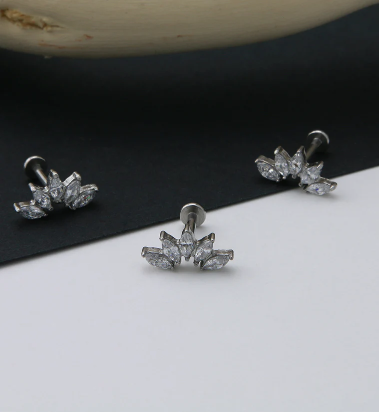 Spiked CZ Labret Post - Image 2