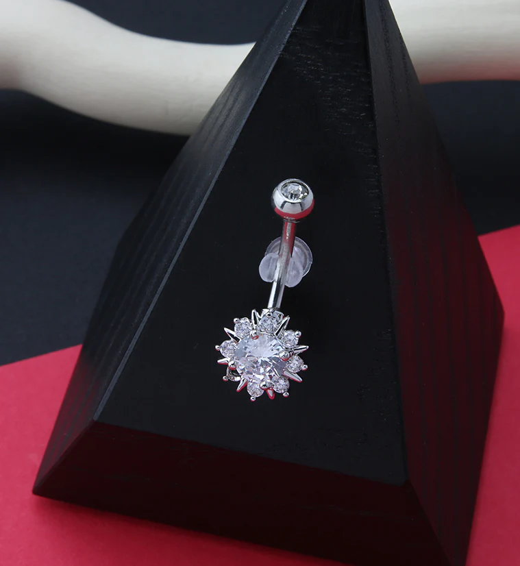 Spiky Flower CZ Belly Ring - Image 2