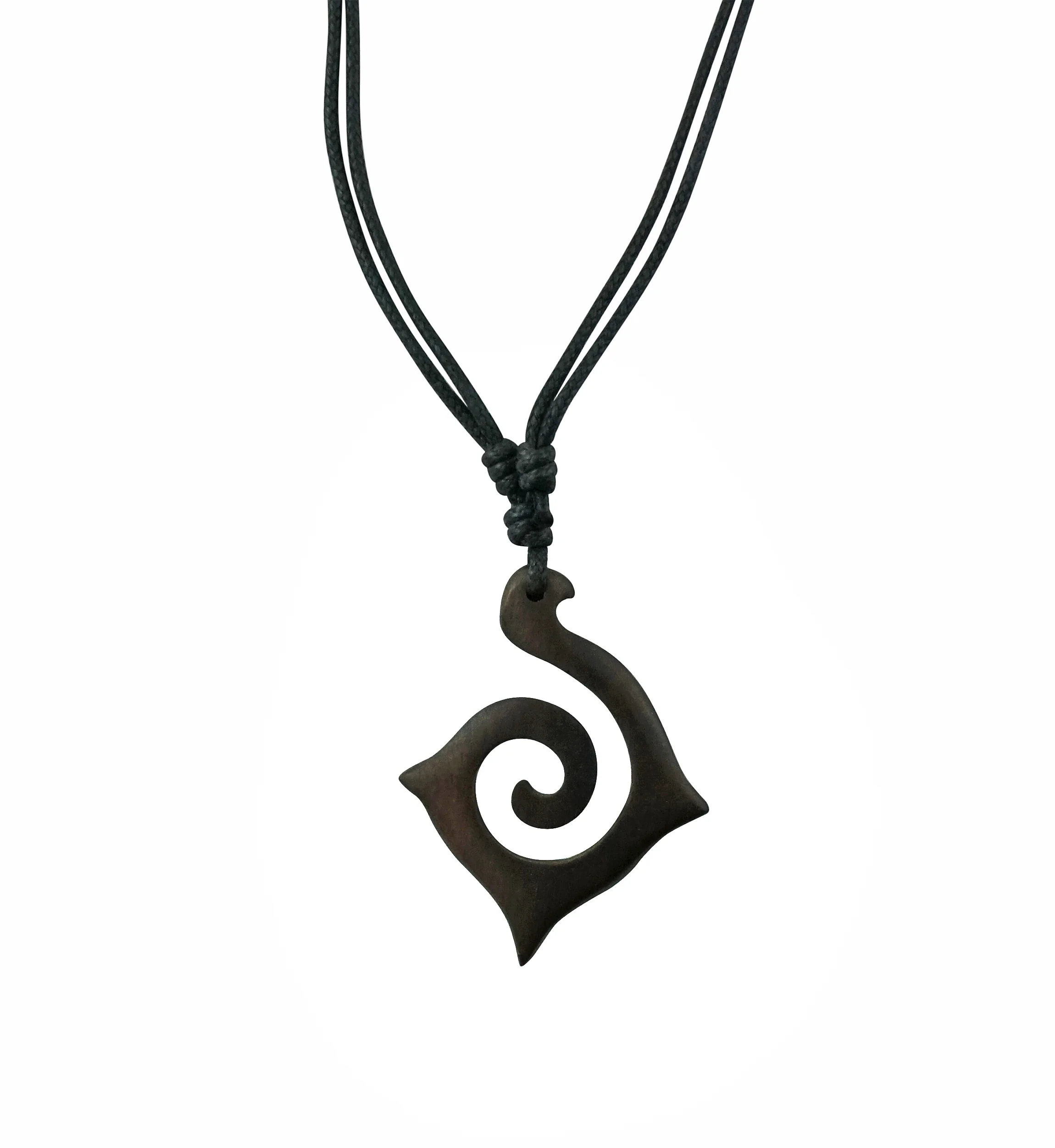 Spiral Hook Wood Pendant Necklace