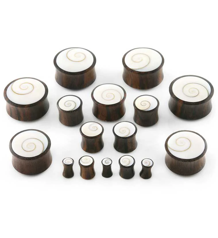 Spiral Sea Shell Inlay Wood Plugs - Image 5