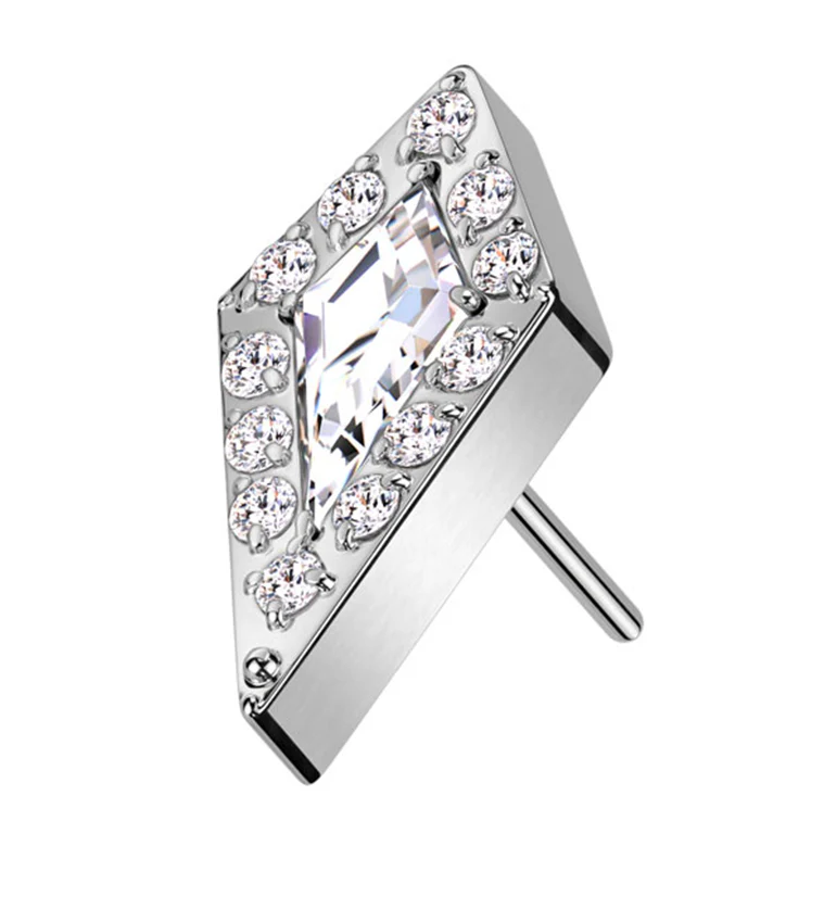 Spire Clear CZ Threadless Titanium Top