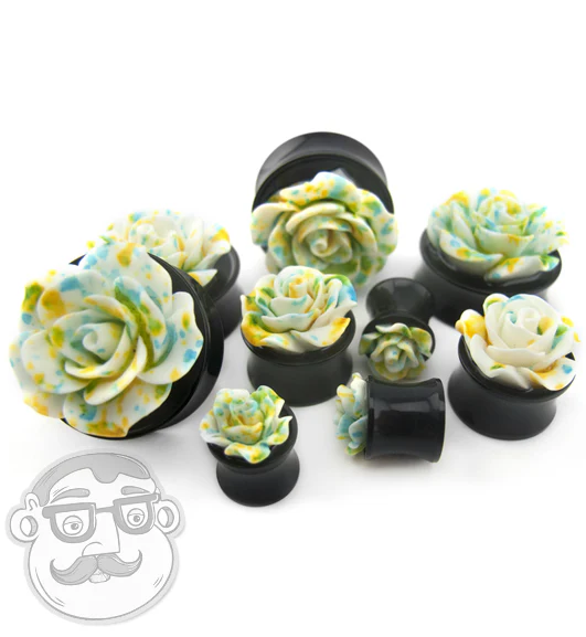 Spring Rosebud Black Acrylic Plugs - Image 2