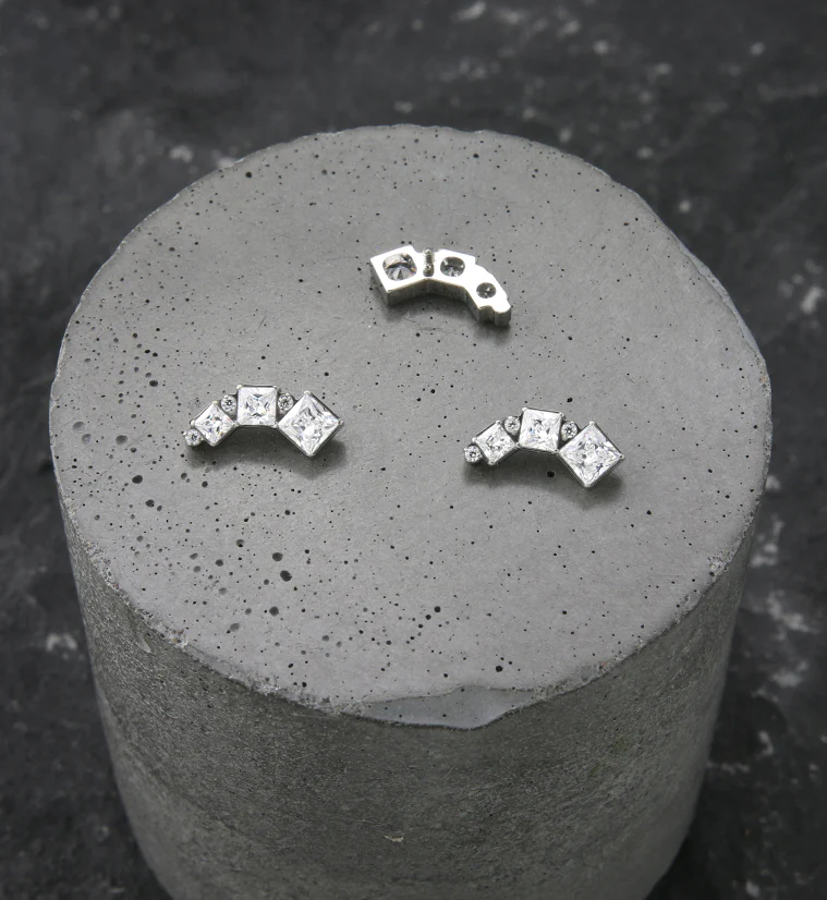 Square Descent Clear CZ Internally Threaded Titanium Top - Image 2