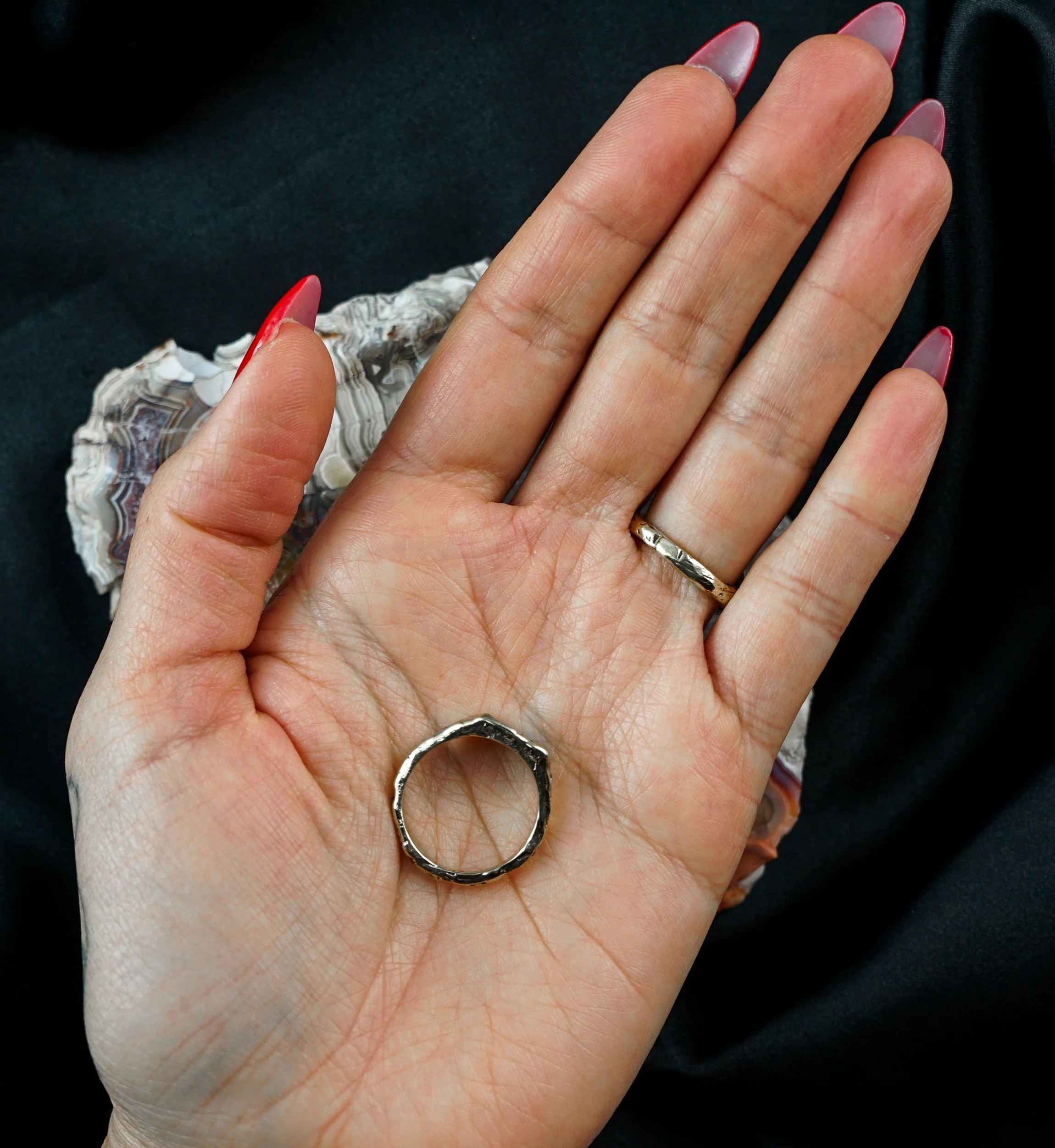Pallet Hammered Brass Ring - Image 4