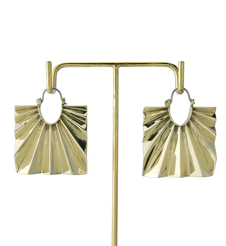 Square Rays Brass Titanium Hangers / Earrings - Image 3