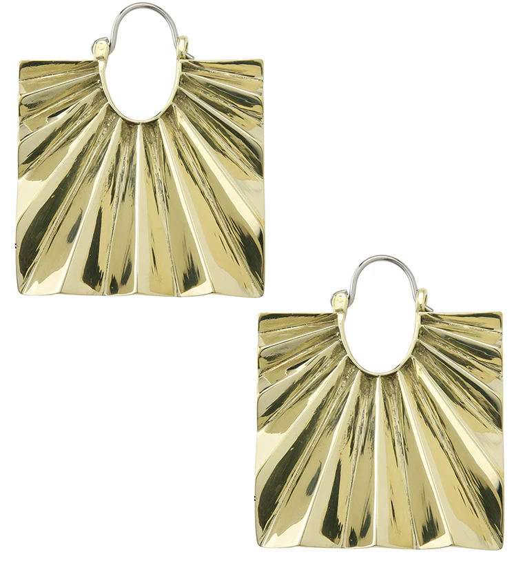 Square Rays Brass Titanium Hangers / Earrings - Image 4