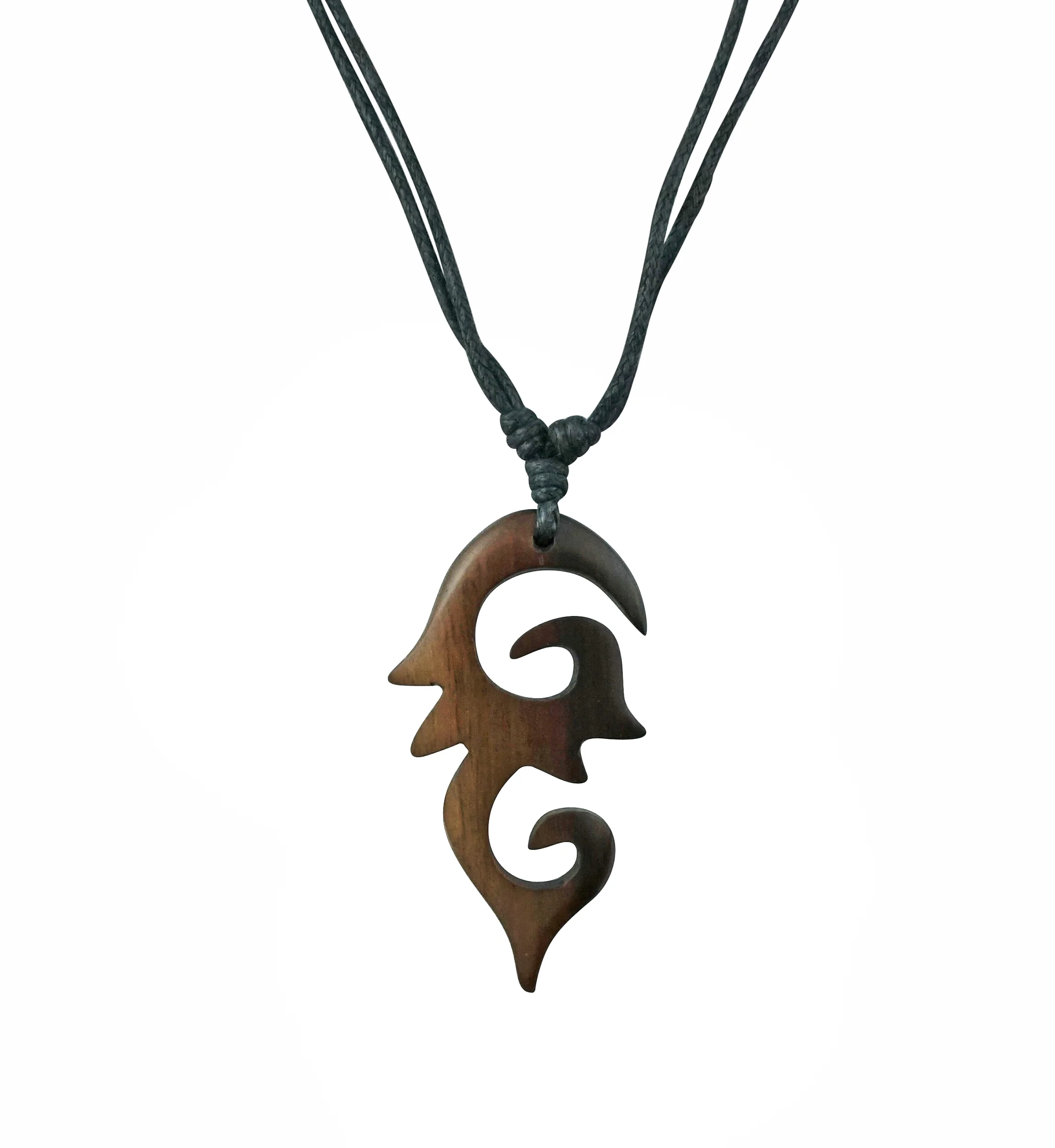 Stacked Spiral Wood Pendant Necklace