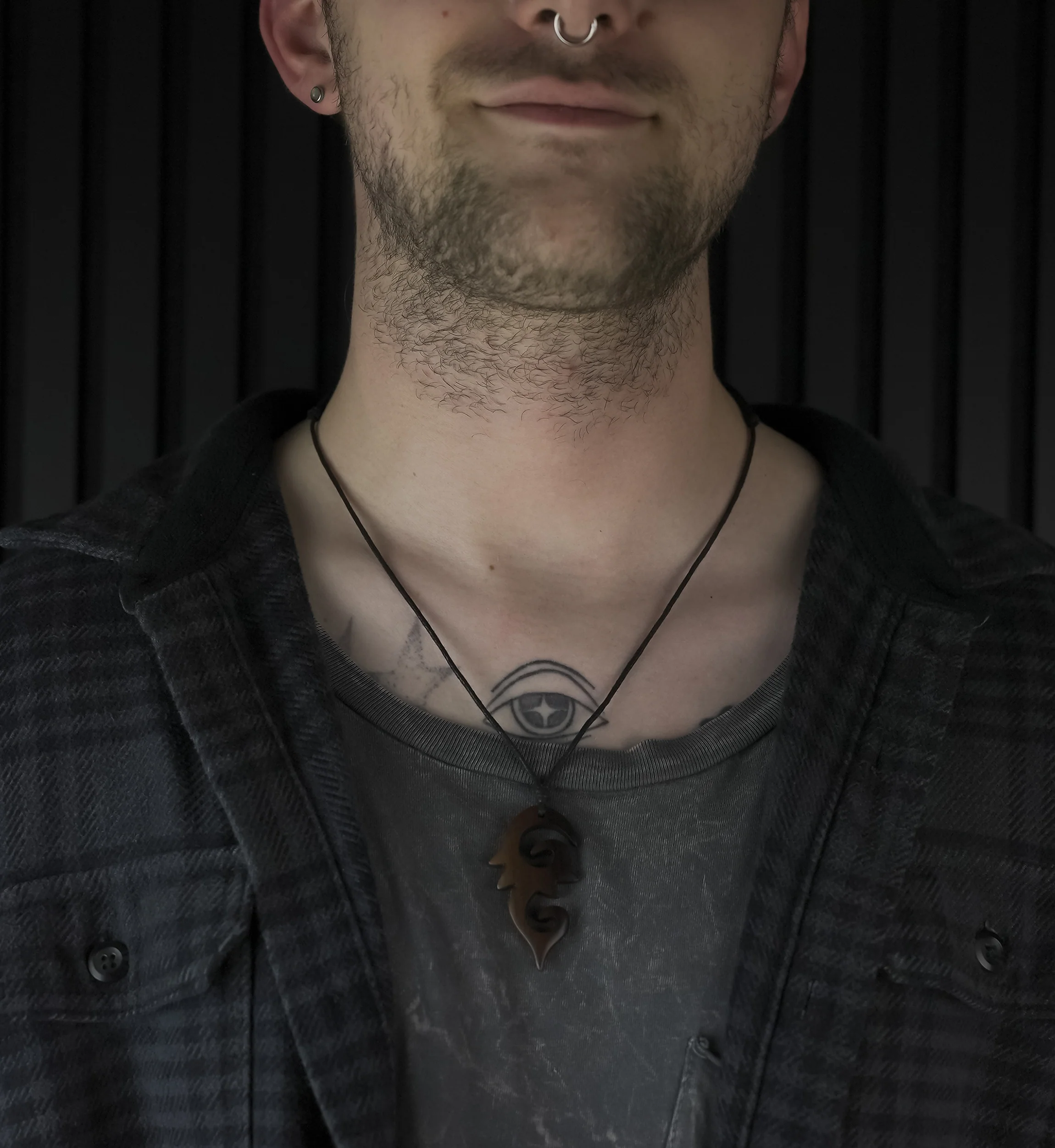 Stacked Spiral Wood Pendant Necklace - Image 3