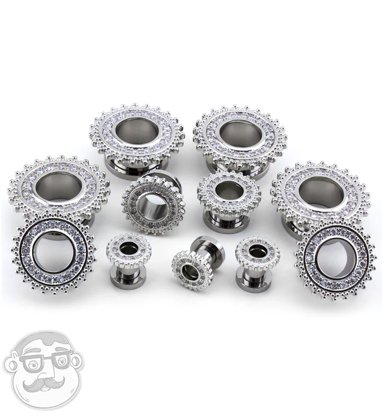 Stainless Steel CZ Beaded Shield Tunnels - Image 2