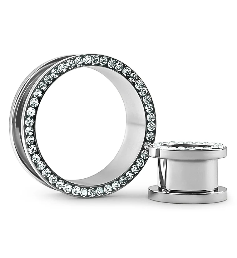 Stainless Steel CZ Bling Ear Tunnels