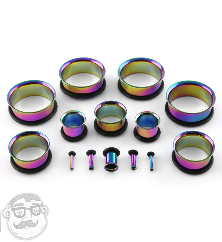 Stainless Steel Rainbow Ear Tunnels - Image 3