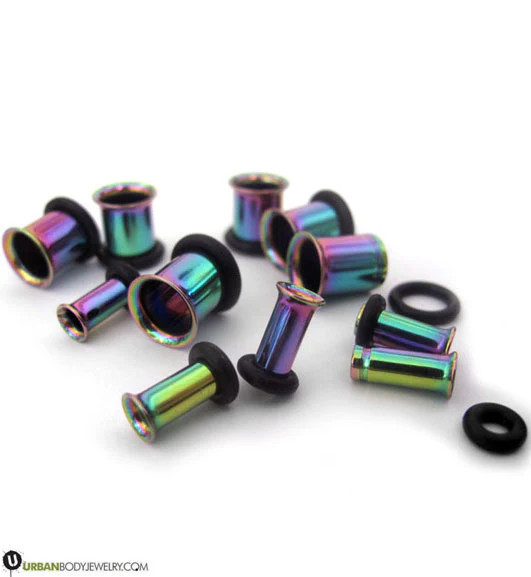 Stainless Steel Rainbow Ear Tunnels - Image 4