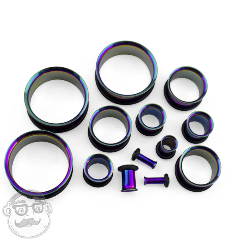 Stainless Steel Rainbow Ear Tunnels - Image 5