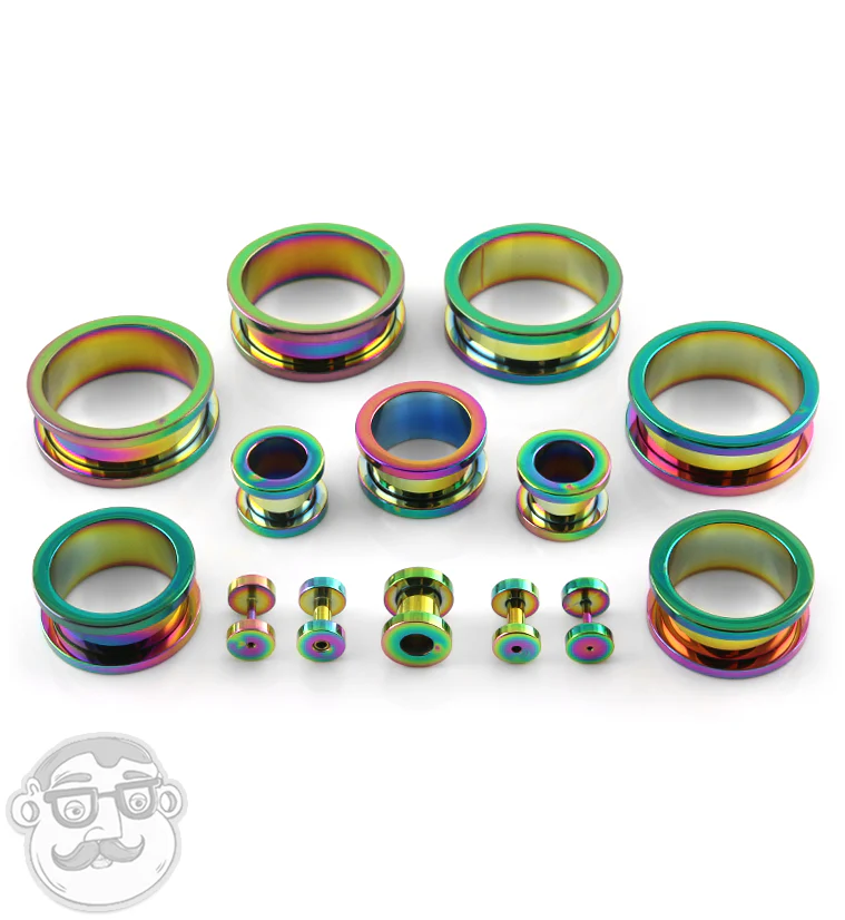 Rainbow Stainless Steel Screw on Tunnels - Image 2