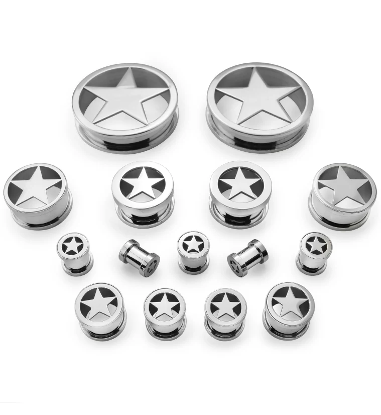 Stainless Steel Star Tunnel Plugs - Image 2