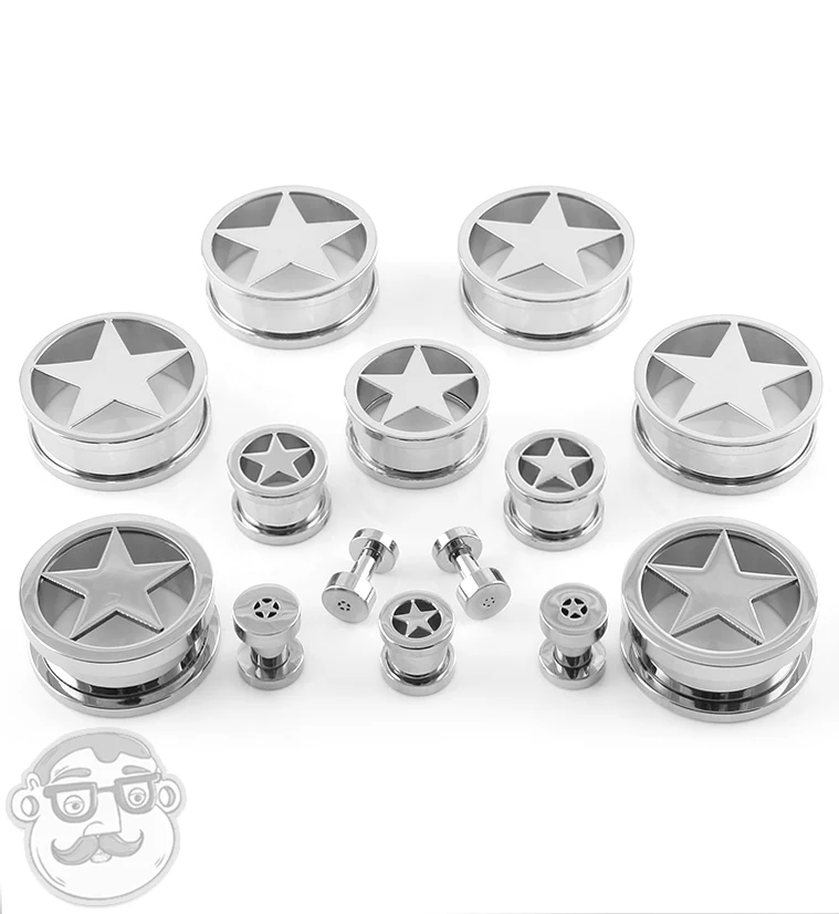 Stainless Steel Star Tunnel Plugs - Image 3