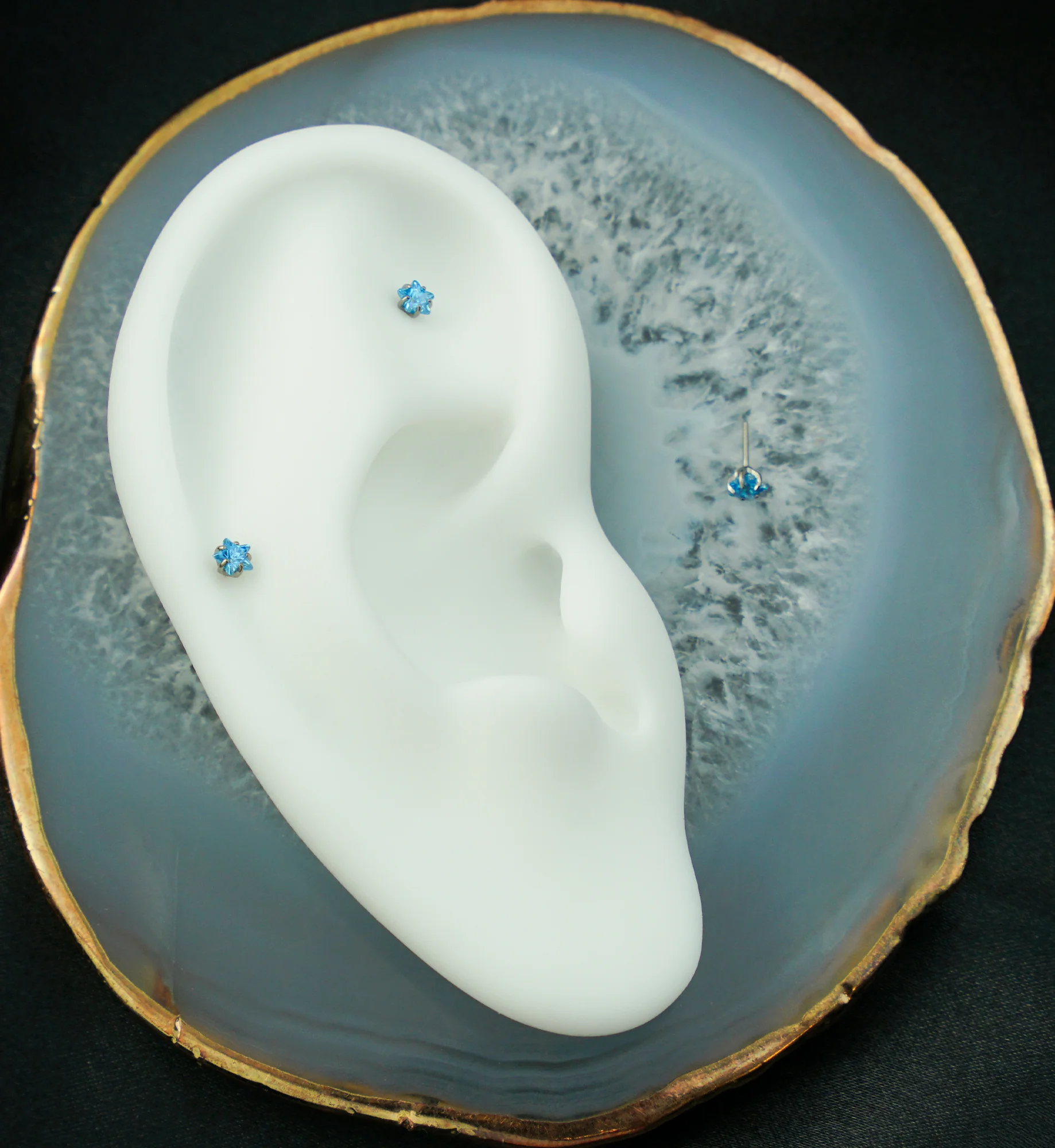 Star Aqua CZ Titanium Threadless Top - Image 2