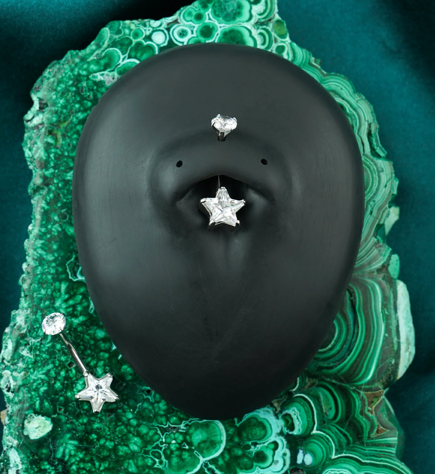 Star CZ Stainless Steel Internally Threaded Belly Button Ring - Image 2