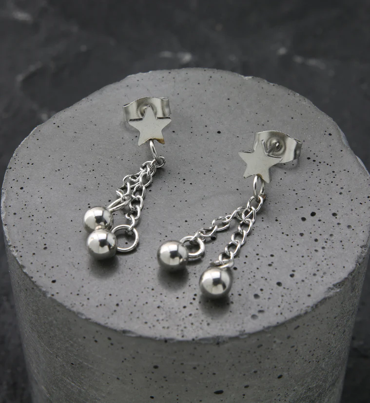 Star Dangle Stainless Steel Earrings - Image 2