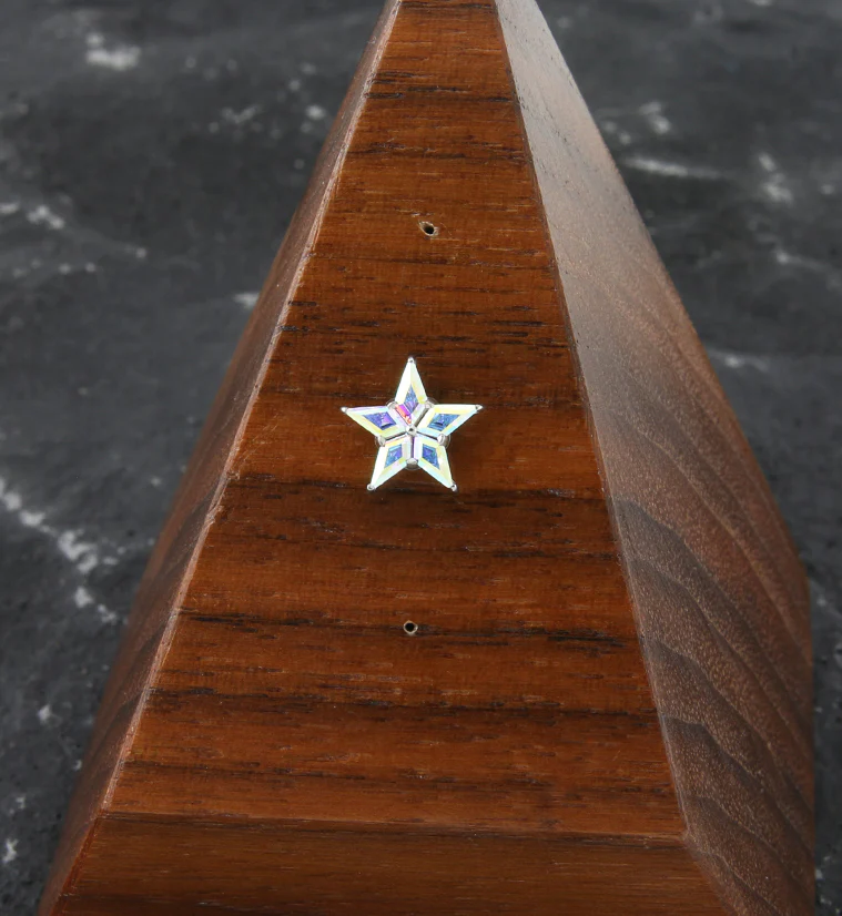Star Flower Rainbow Aurora CZ Threadless Titanium Top - Image 2