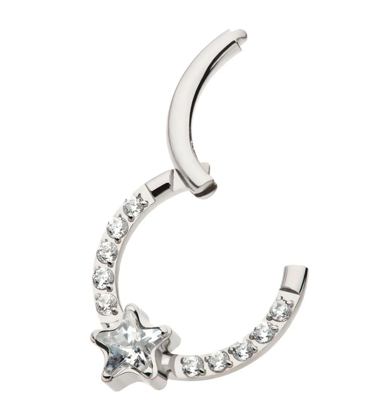Star Row CZ Titanium Hinged Segment Ring - Image 3
