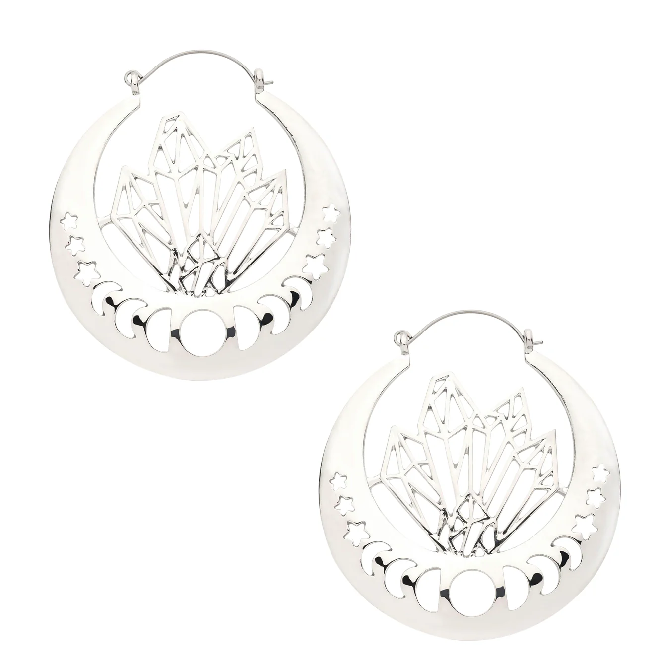 Crystal Stellar Stainless Steel Plug Hoops