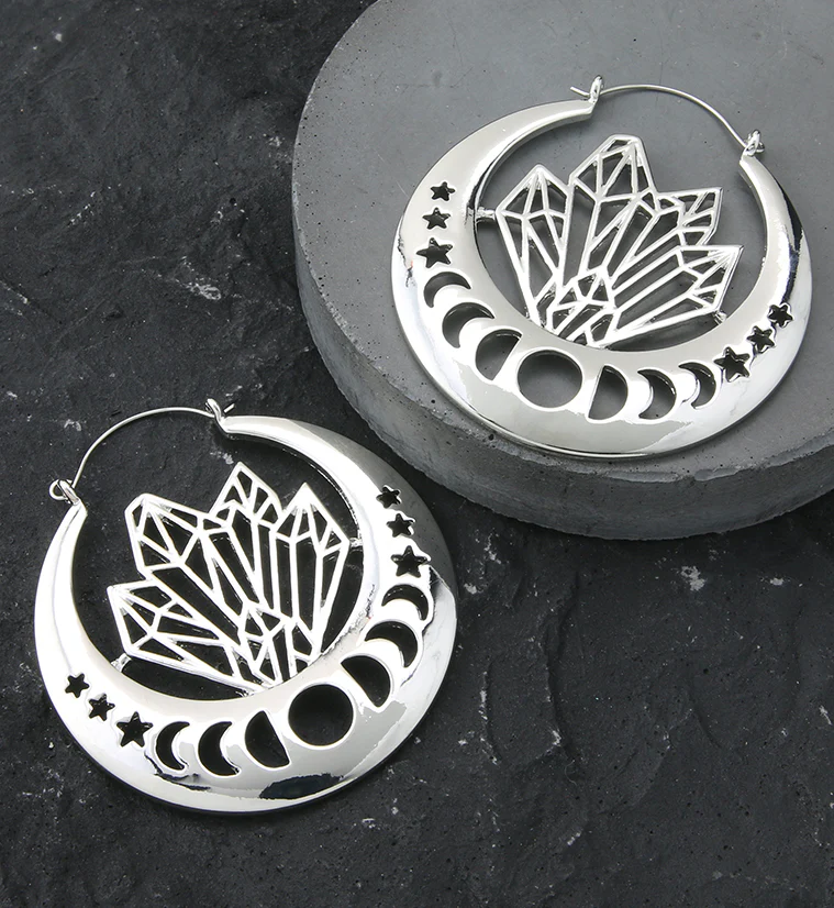 Crystal Stellar Stainless Steel Plug Hoops - Image 2