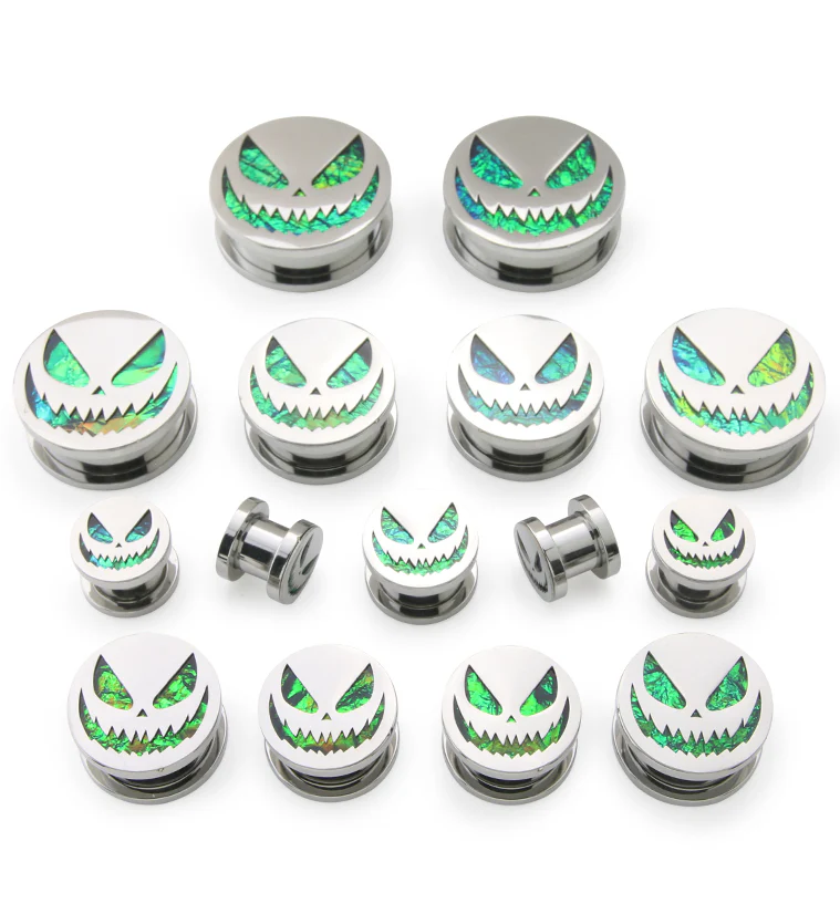 Stingy Jack Green Opalite Stainless Steel Tunnel Plugs - Image 2