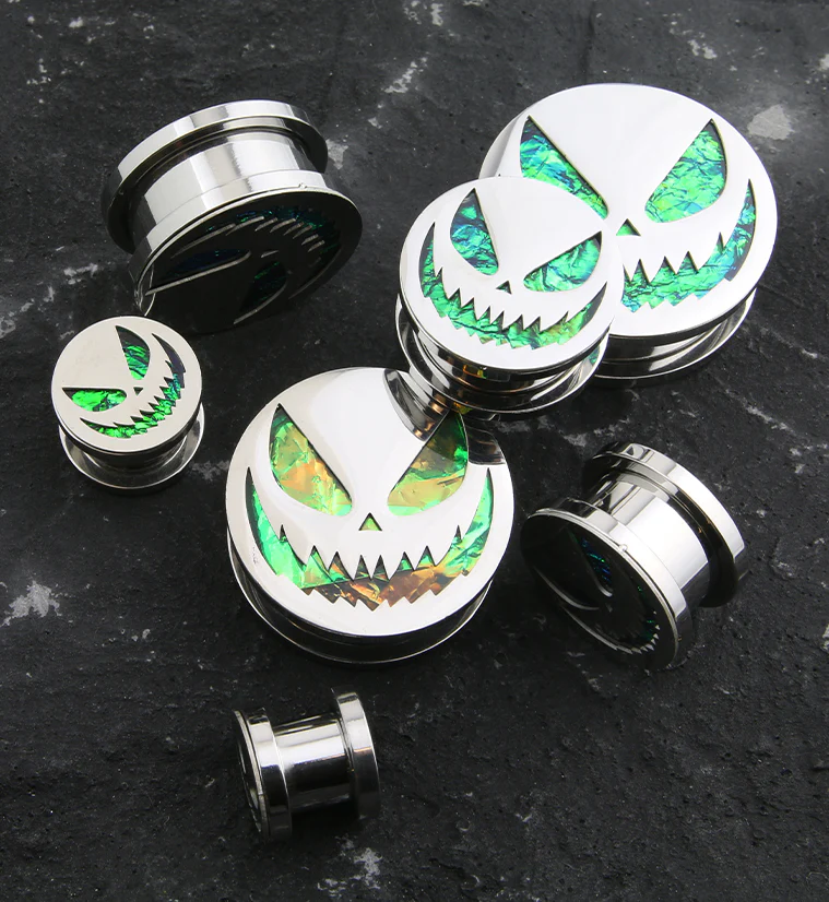 Stingy Jack Green Opalite Stainless Steel Tunnel Plugs - Image 3