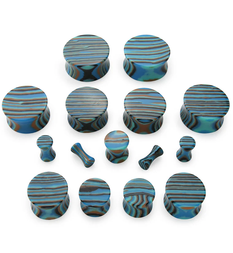 Striped Blue Agate Stone Plugs - Image 3