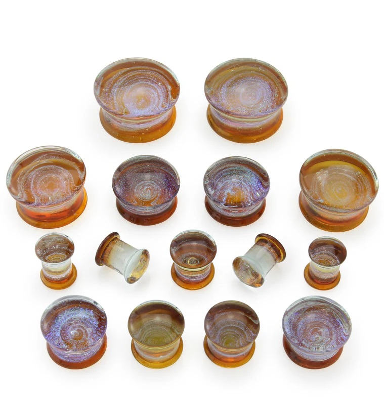 Sunset Cosmos Glass Double Flare Plugs - Image 4