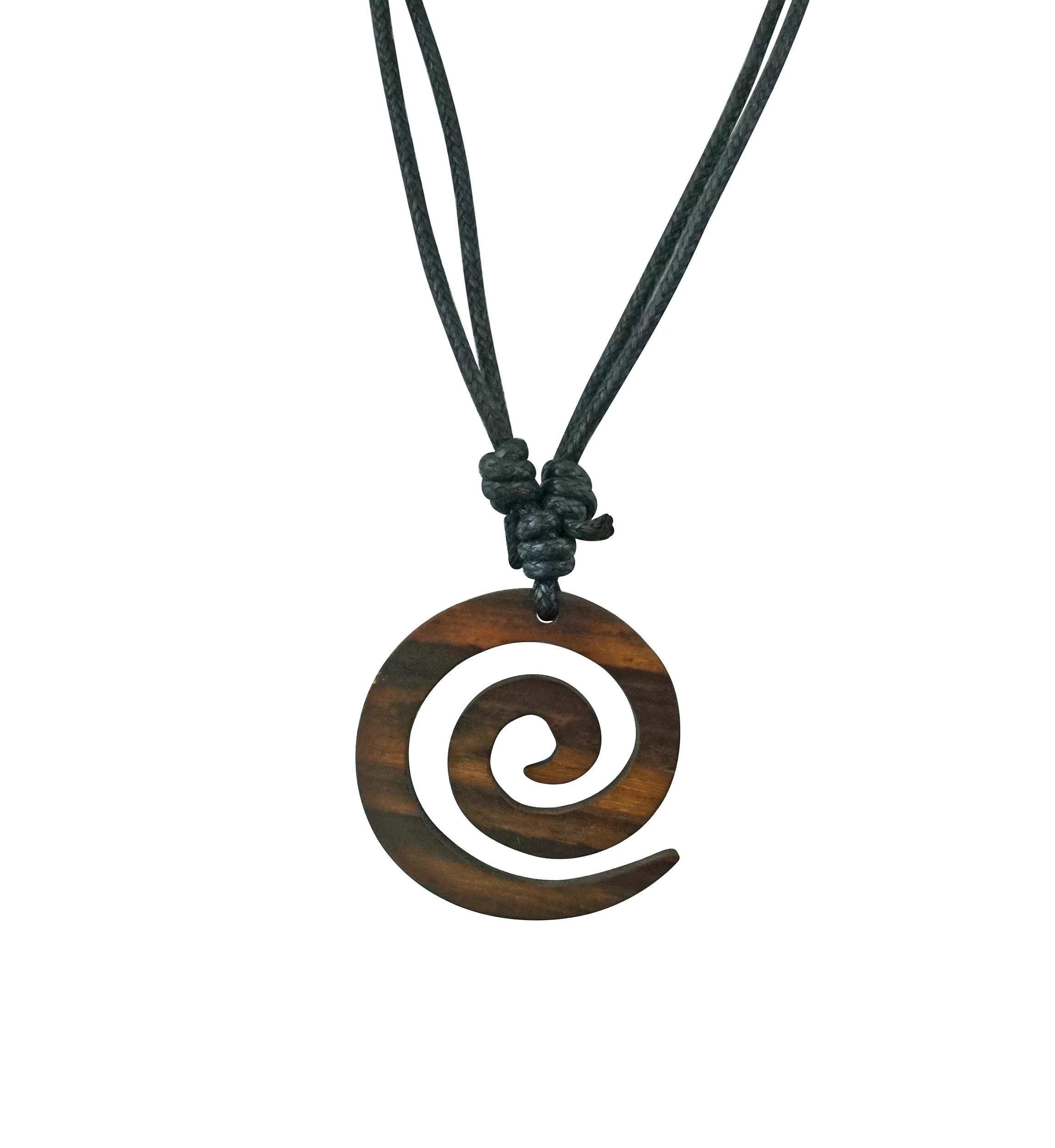 Super Spiral Wood Pendant Necklace