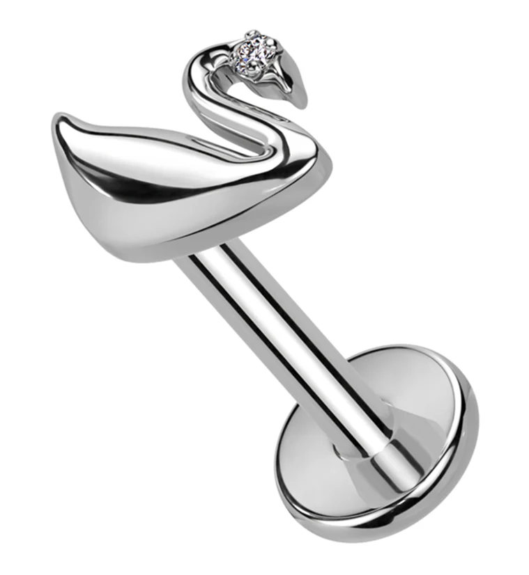 Swan Clear CZ Internally Threaded Titanium Labret