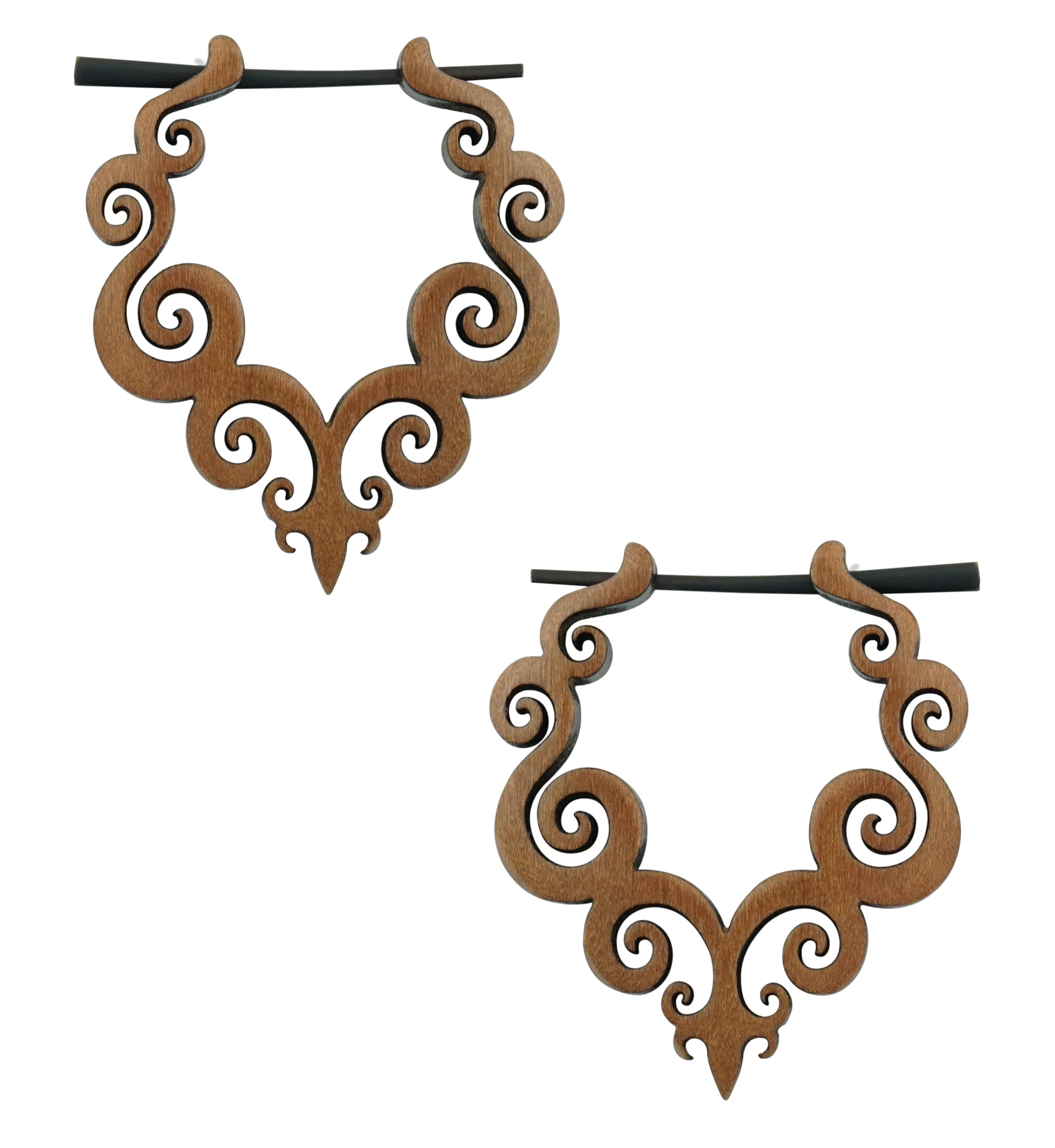 Swirl Hoop Wood Earrings
